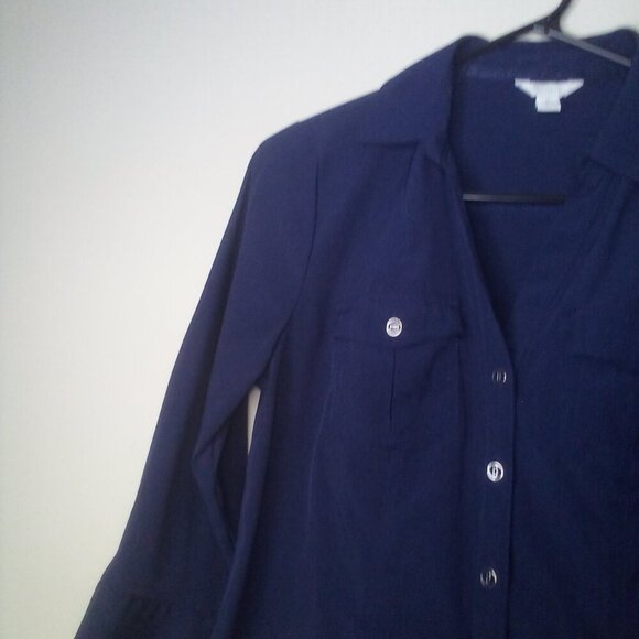 Est 1946 Cato Shirt Blouse S Women 3/4 Sleeve Button Up Pockets Blue - Picture 12 of 16